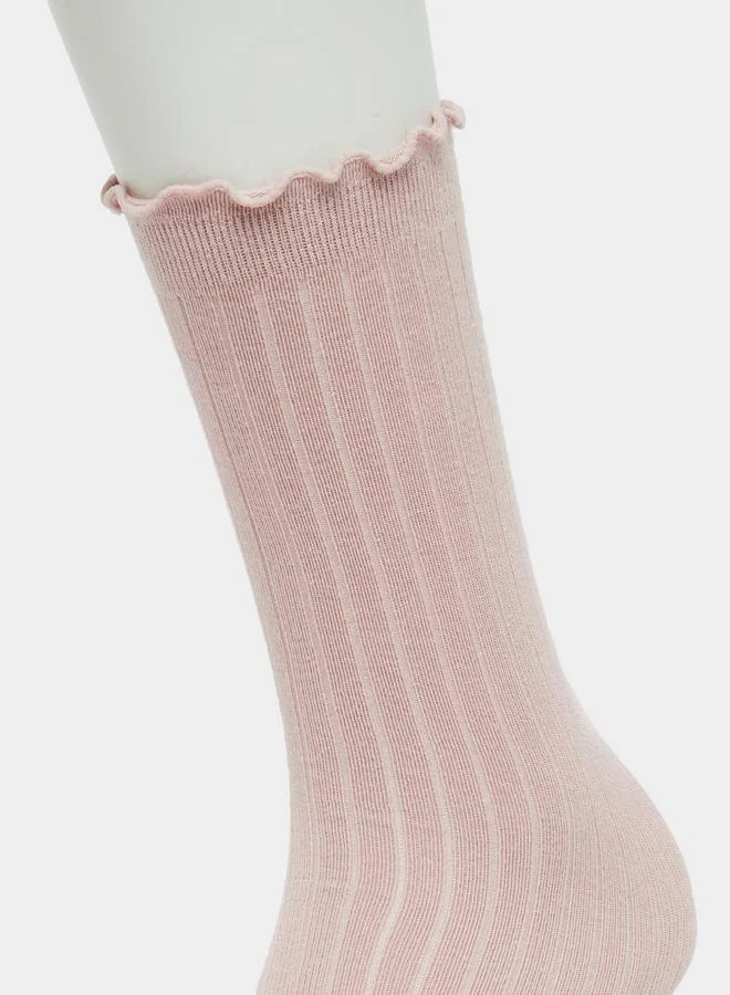 Styli Girls Lettuce Edge Ribbed Socks - One Size 3-8 Years
